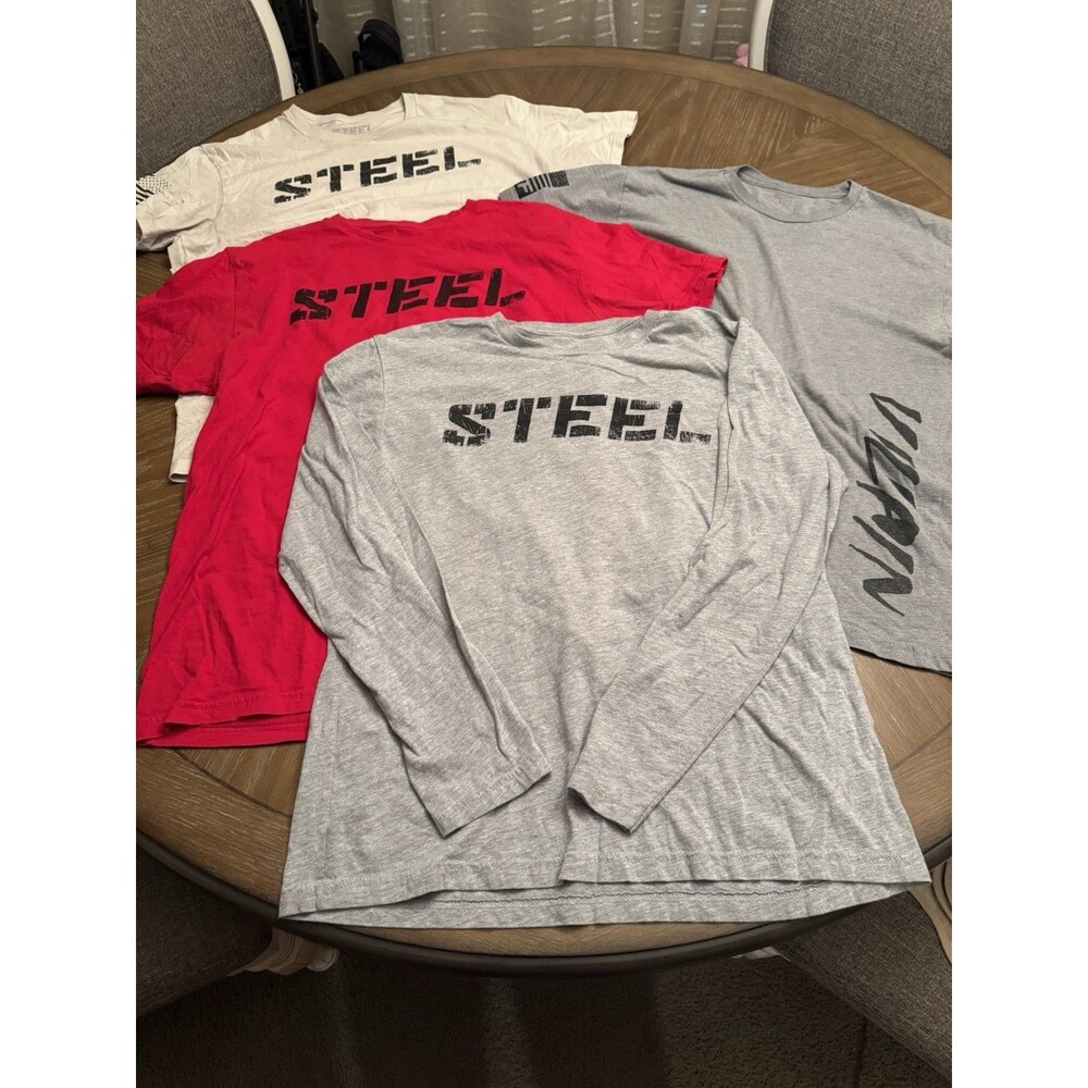 Steel Supplements Men's Size Large T-Shirts 2 SS 1 LS + Tuff Wraps T-Shirt 👍